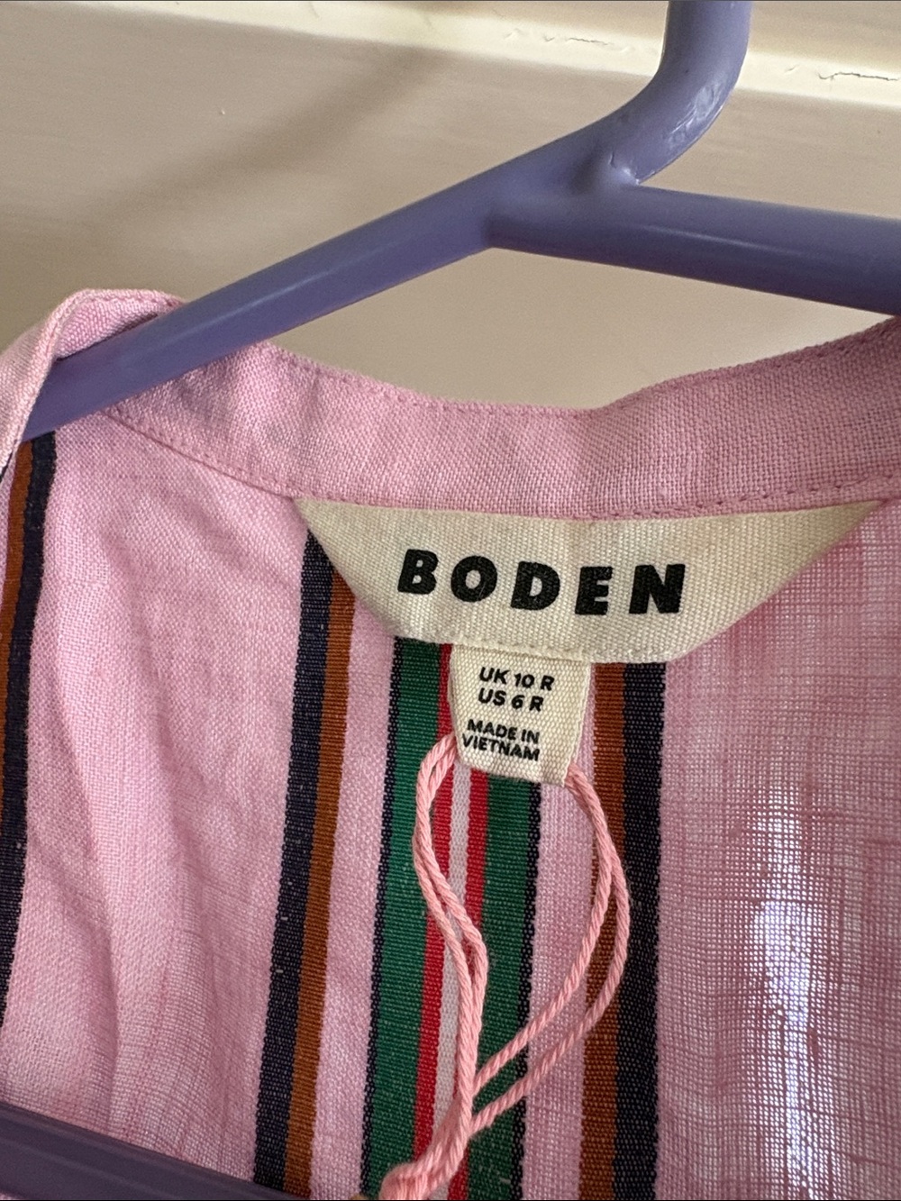 Boden Pink Striped Button-Front Maxi Dress with Belt - Picture 4 of 5